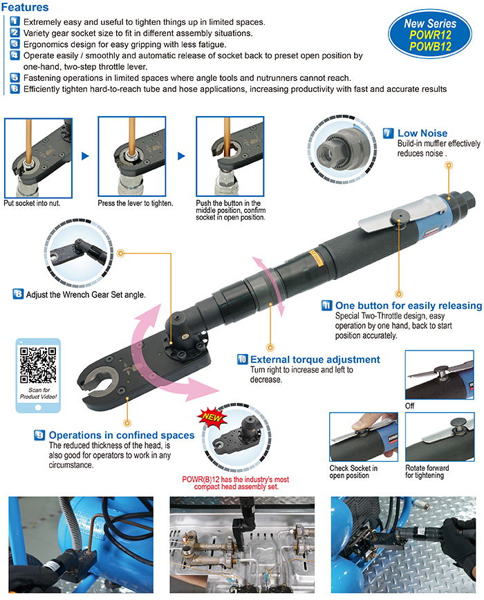 New ProductIndustrail Air OpenEnd Wrench / Air Ratchet Wrench