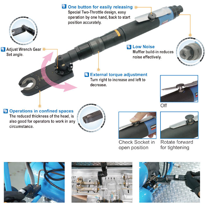 SUMAKE Full Auto Shut Off Air OpenEnd Wrench