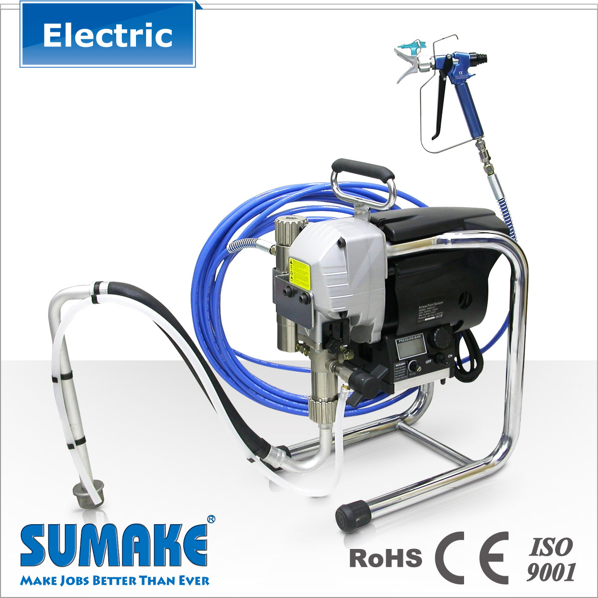 Electric piston pump airless sprayer with spray gun