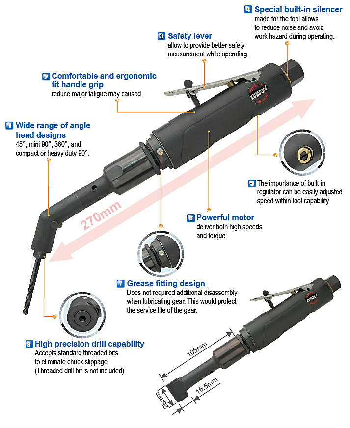 Industrial Aerospace 90 Degree Air Right Angle Drill