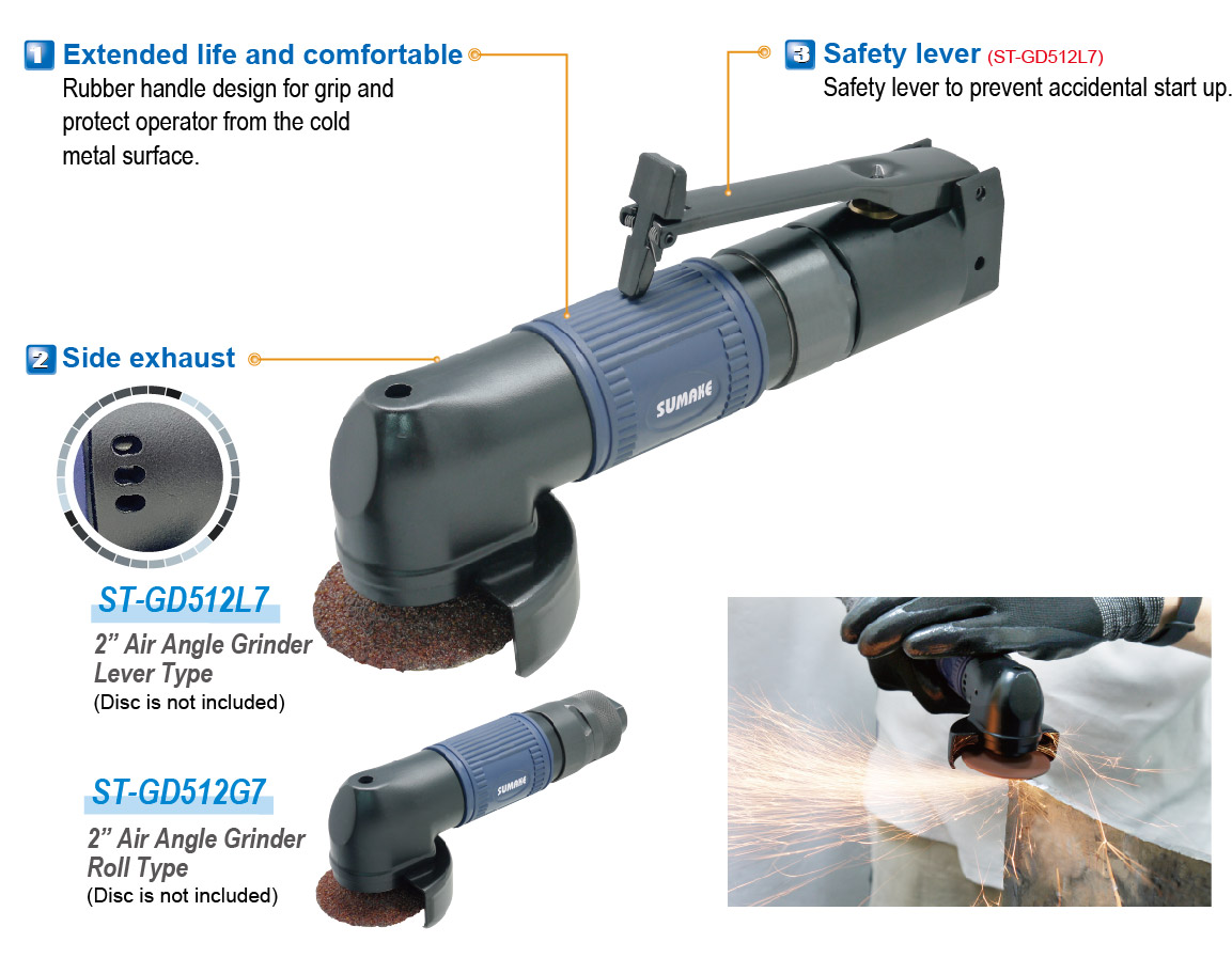 Industrial 2" Air Angle Grinder